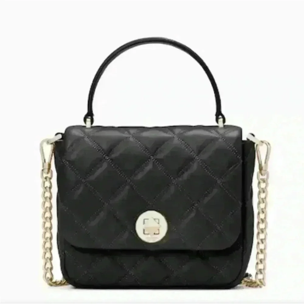 Kate Spade Natalia Quilted Leather Square Crossbody in Black NWT